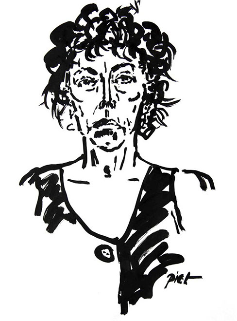 Représentation d'un portrait en encre de Chine; titre Martha: portrait écrit