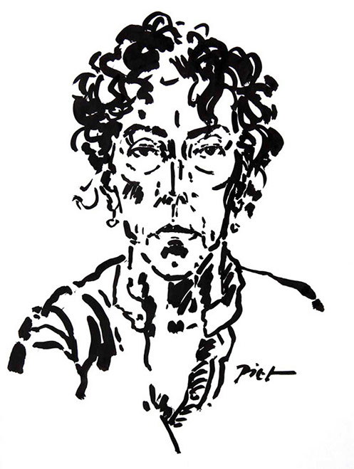 Représentation d'un portrait en encre de Chine; titre Martha: portrait écrit