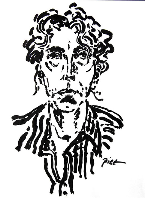 Représentation d'un portrait en encre de Chine; titre Martha: portrait écrit