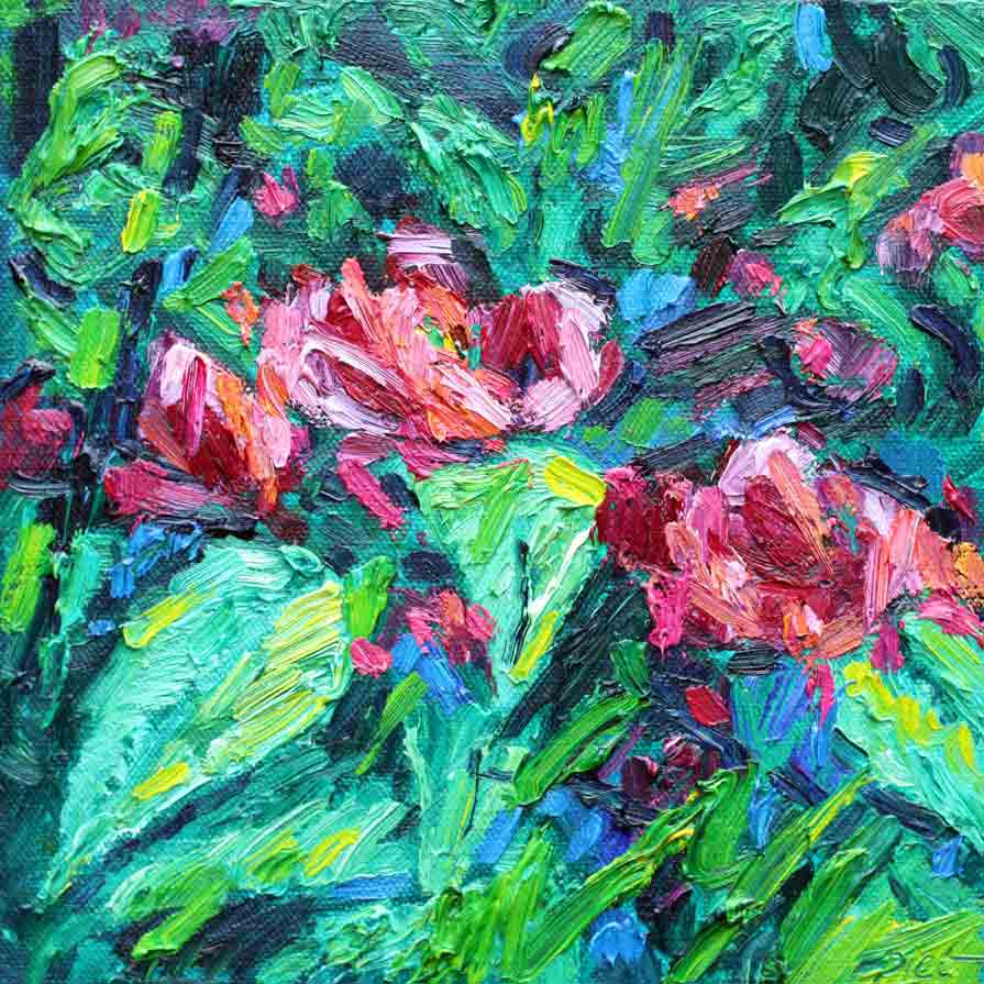 Image de la peinture Jardin Chaotique, Piet Snoeren, huile sur toile, 30 x 30 cm