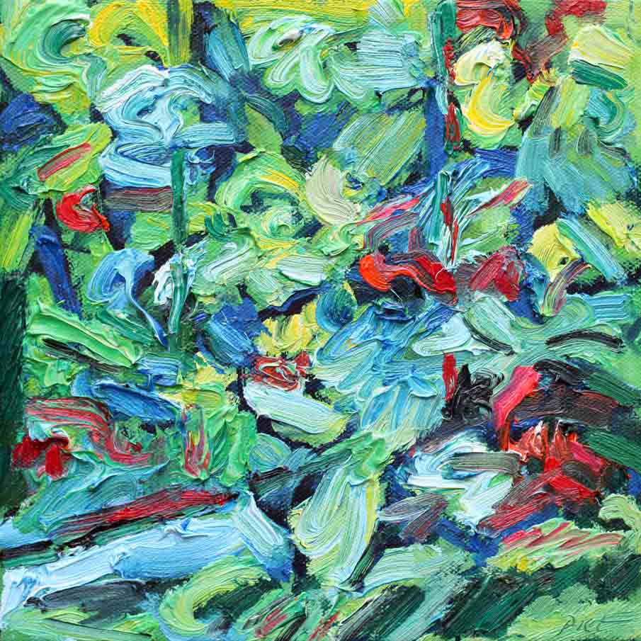 Image de la peinture Jardin Chaotique, Piet Snoeren, huile sur toile, 30 x 30 cm