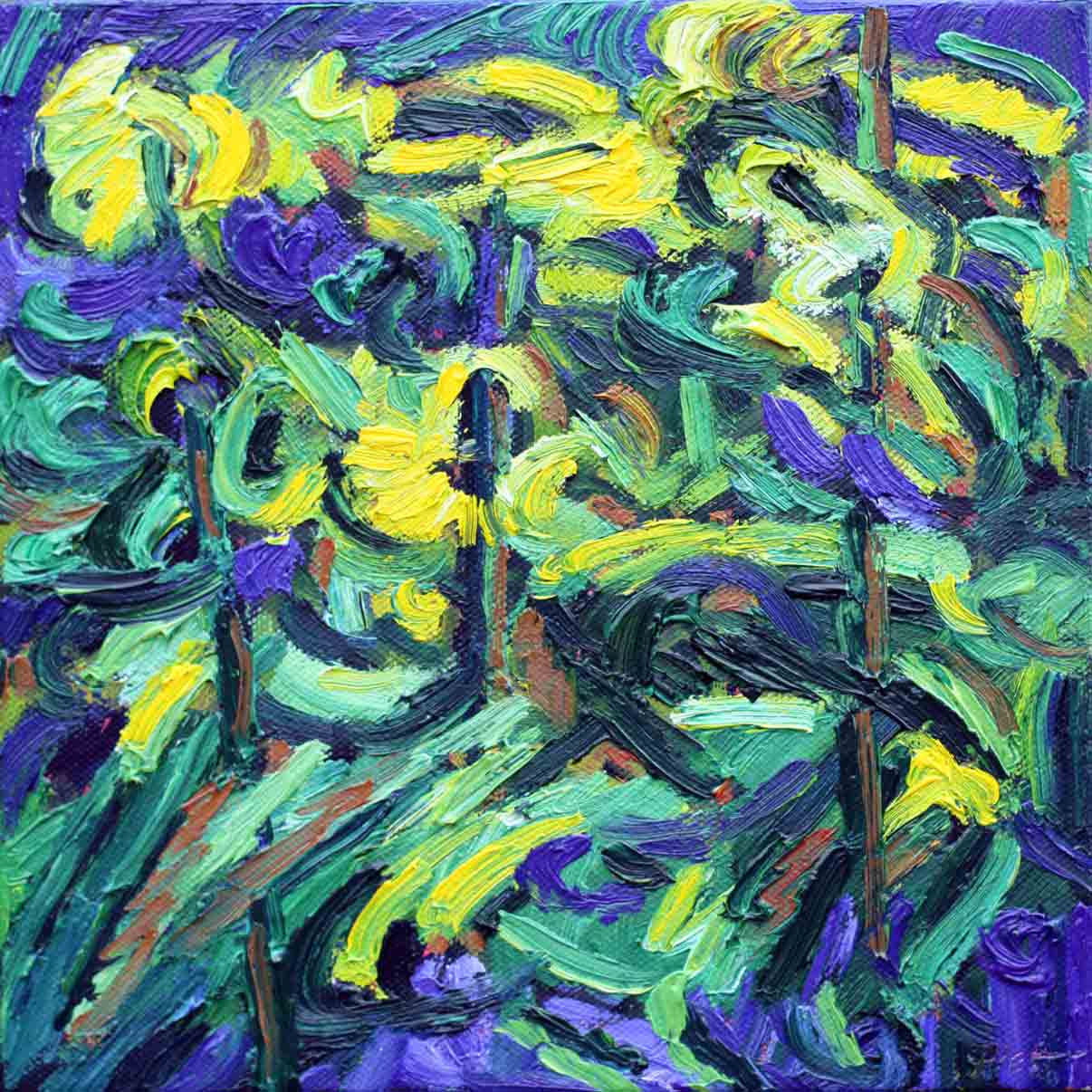 Image de la peinture Jardin Chaotique, Piet Snoeren, huile sur toile, 30 x 30 cm