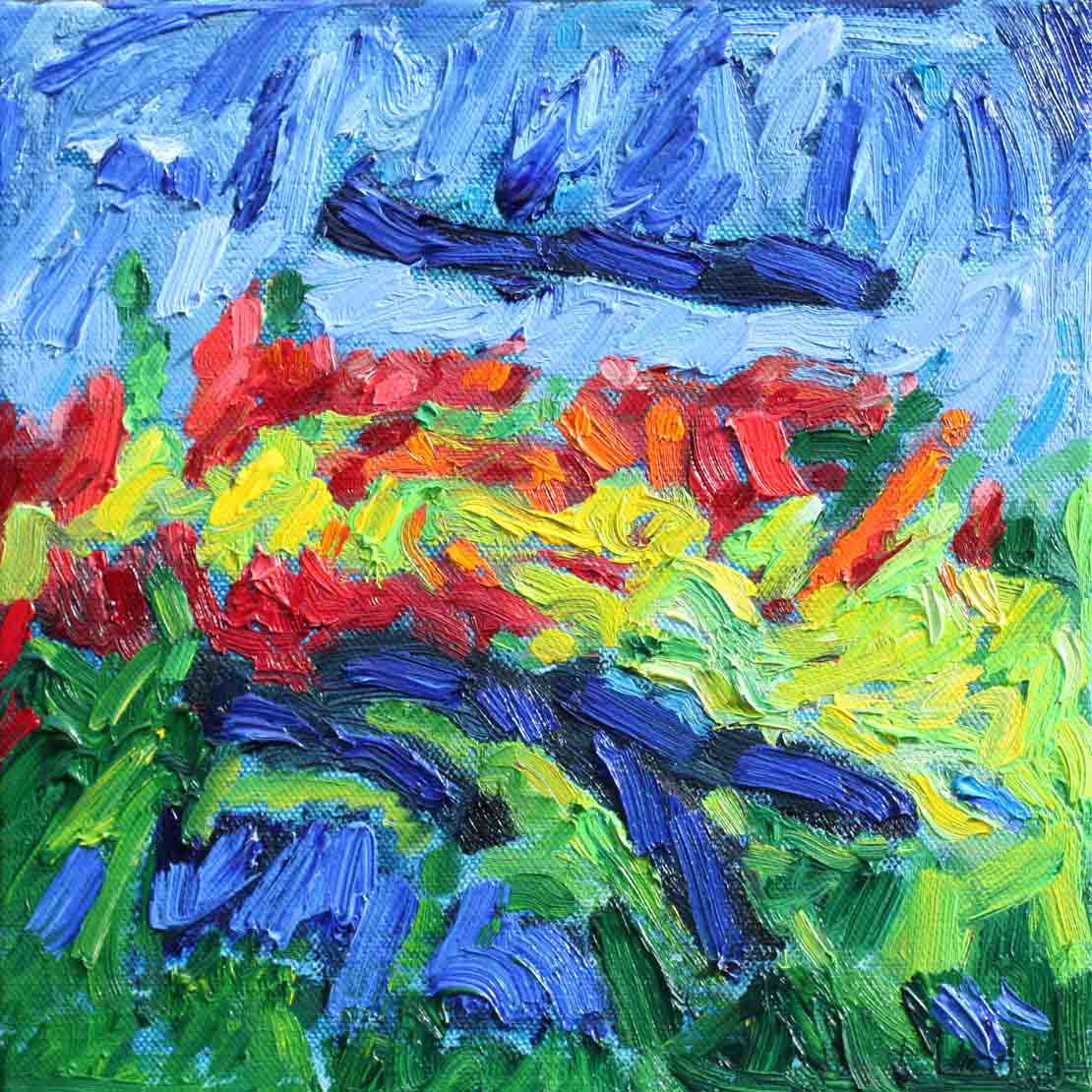 Image de la peinture Jardin Chaotique, Piet Snoeren, huile sur toile, 30 x 30 cm