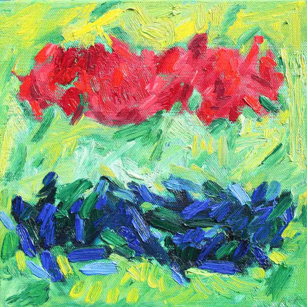 Image de la peinture Jardin Chaotique, Piet Snoeren, huile sur toile, 30 x 30 cm