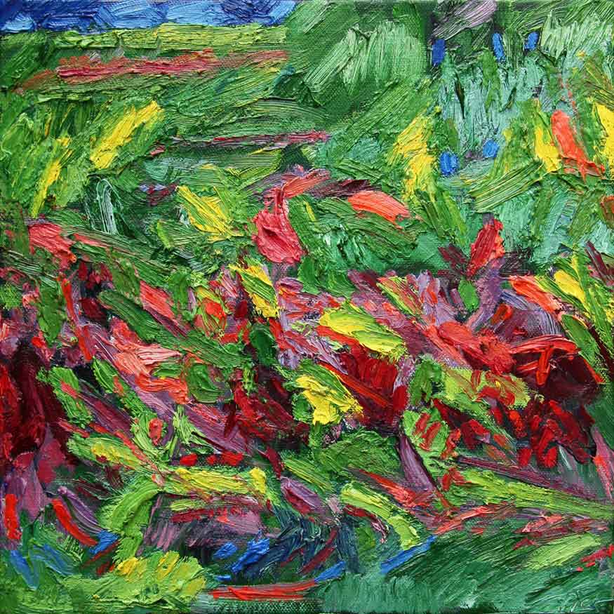 Image de la peinture Jardin Chaotique, Piet Snoeren, huile sur toile, 40 x 40 cm