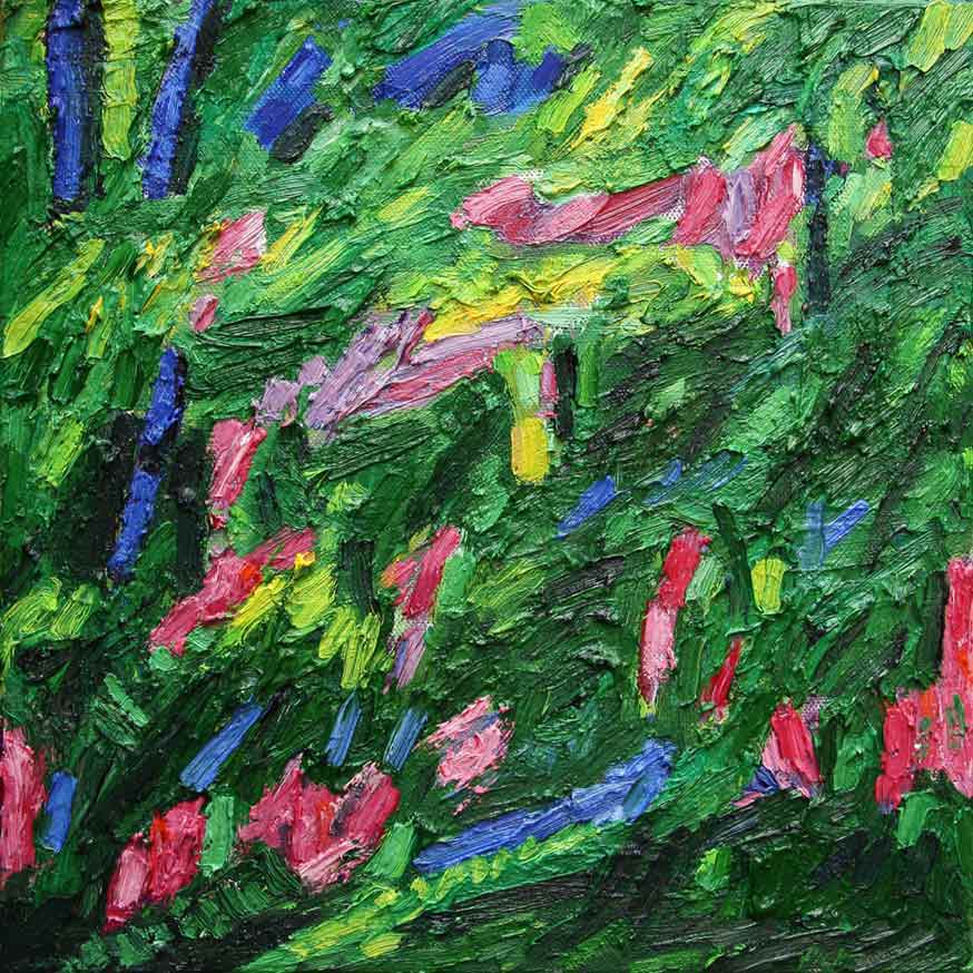 Image de la peinture Jardin Chaotique, Piet Snoeren, huile sur toile, 40 x 40 cm