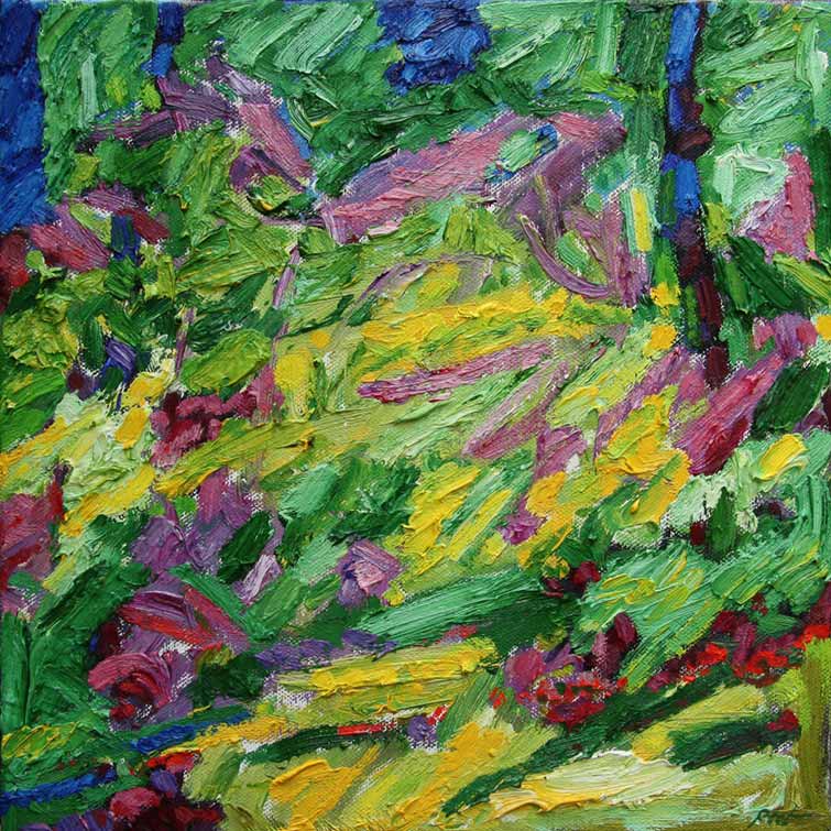 Image de la peinture Jardin Chaotique, Piet Snoeren, huile sur toile, 40 x 40 cm