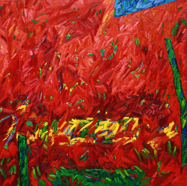 Représentation d'un tableau en huile; thème Structures de Chaos, titre Structures de Chaos