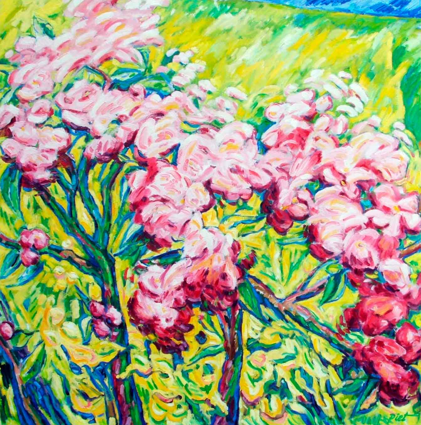 Représentation d'un huile sur toile; thème: La faculté de croître, titre Le printemps et la joie de peindre.