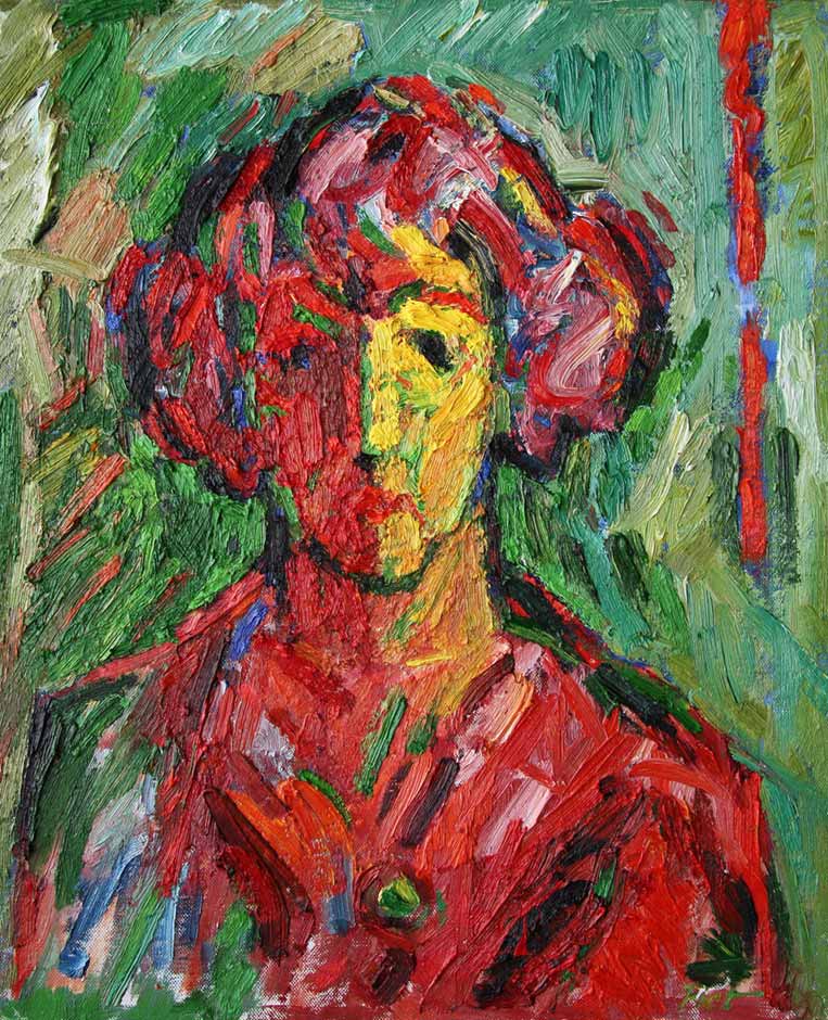 Représentation d'un portrait à l'huile sur toile marouflée, titre Martha