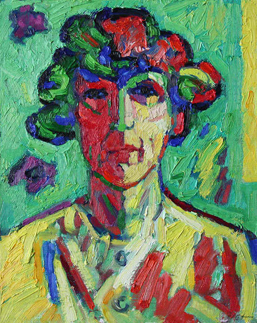 Représentation d'un portrait à l'huile sur toile marouflée, titre Martha