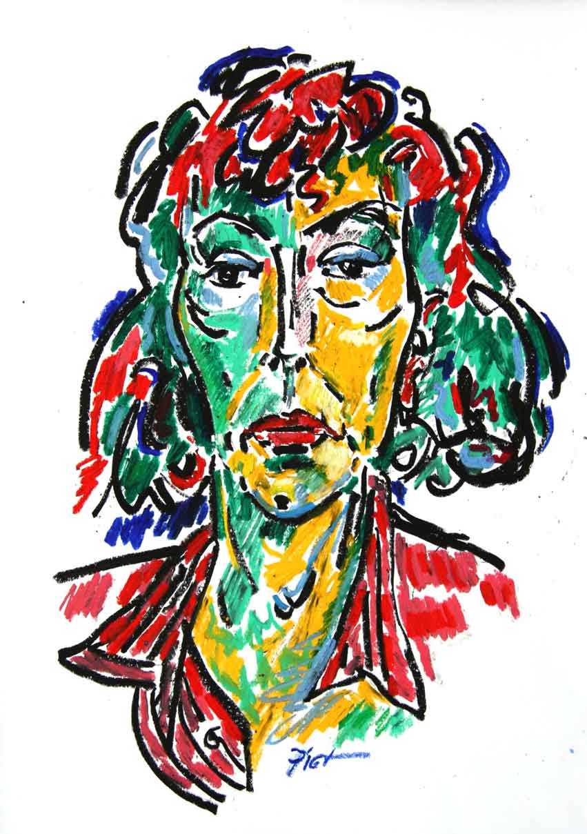 Représentation d'un portrait au pastel à l'huile, titre Martha 