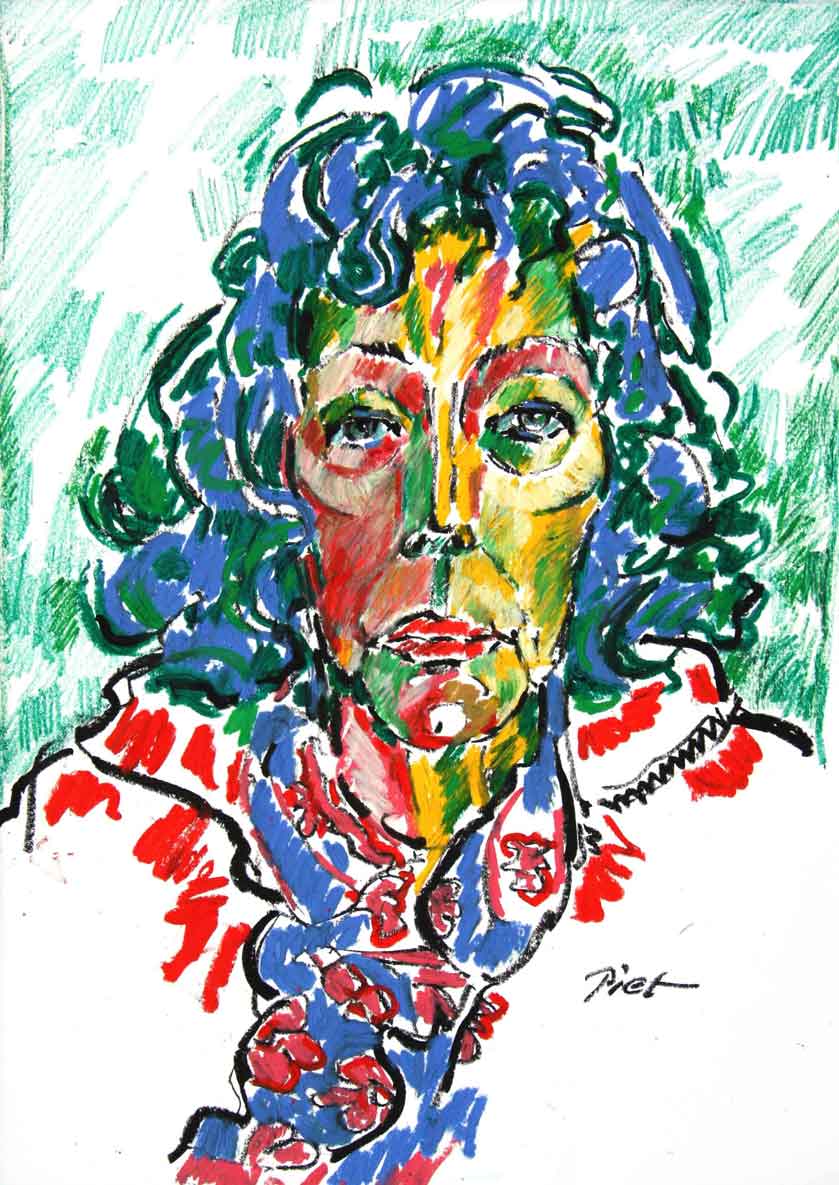 Représentation d'un portrait au pastel à l'huile, titre Martha 