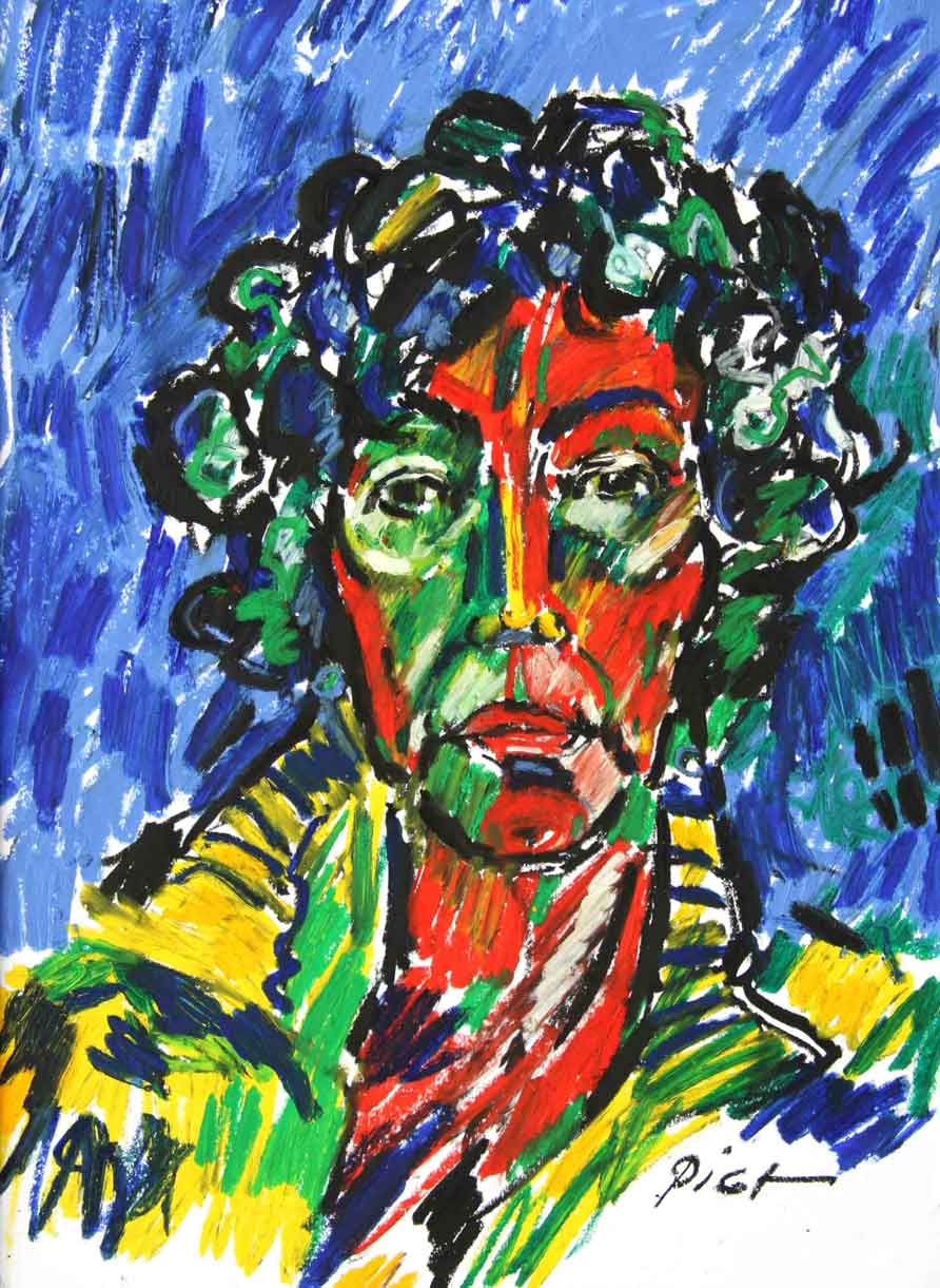 Représentation d'un portrait au pastel à l'huile, titre Martha 