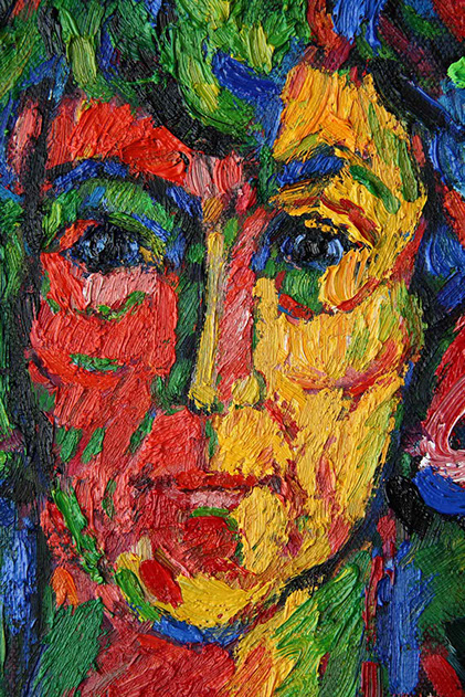 Représentation d'un portrait à l'huile, titre Martha. Détail.