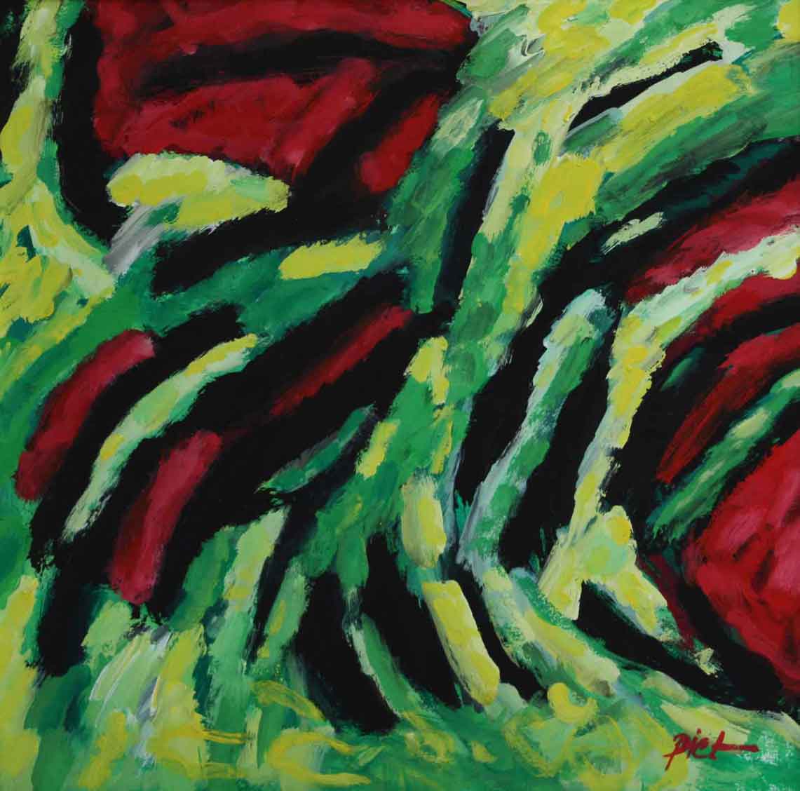 Représentation d'une gouache; thème: Structures de Chaos; titre Étude.