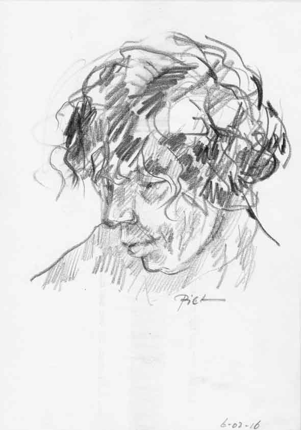 Représentation d'un dessin au crayon, titre Martha