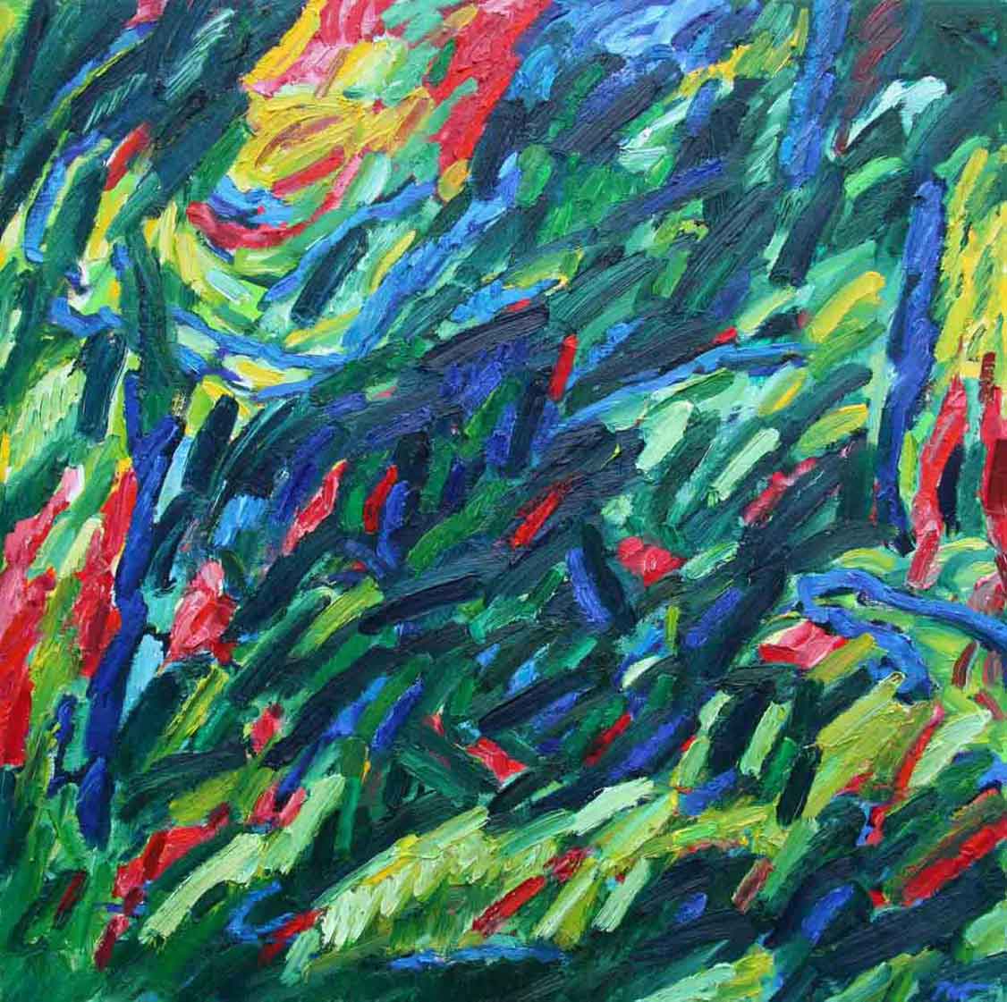 Représentation d'un tableau en huile; thème Structures de Chaos, titre Structures de Chaos no. 2