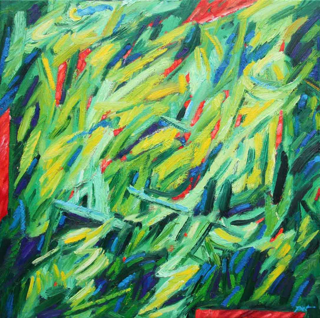 Représentation d'un tableau en huile; thème Structures de Chaos, titre Structures de Chaos no. 9