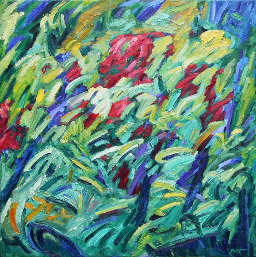 Représentation d'un tableau en huile; thème Structures de Chaos, titre Structures de Chaos no. 2