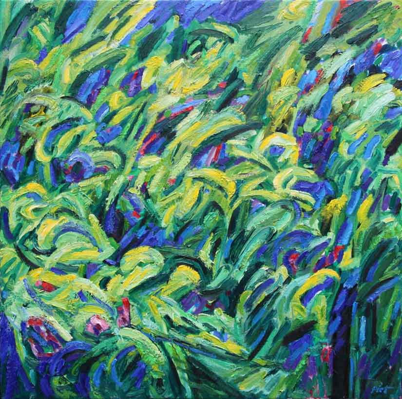 Représentation d'un tableau en huile; thème Structures de Chaos, titre Structures de Chaos no. 4