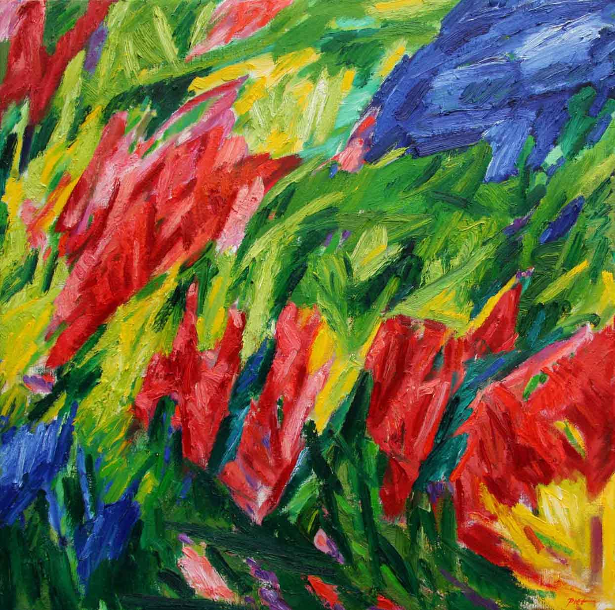 Représentation d'un tableau en huile; thème Structures de Chaos, titre Structures de Chaos