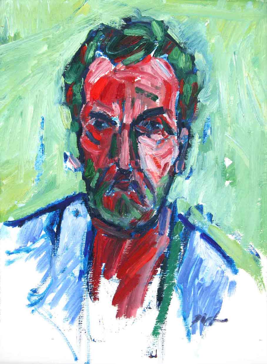 Représentation d'un huile sur papier; titre Autoportrait