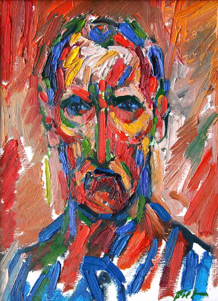 Représentation d'un huile sur papier; titre Autoportrait