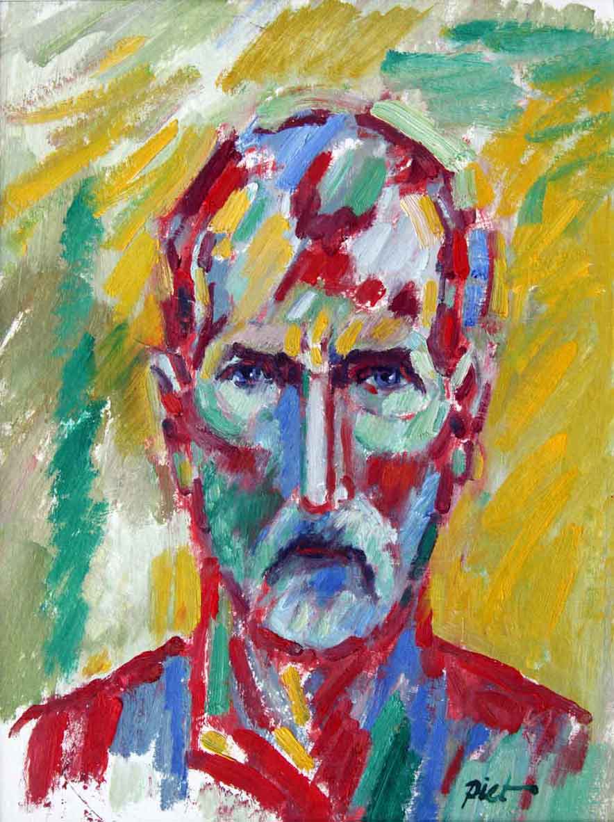 Représentation d'un huile sur papier; titre Autoportrait