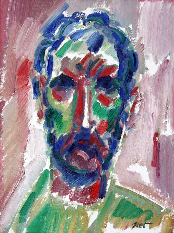 Représentation d'un huile sur papier; titre Autoportrait