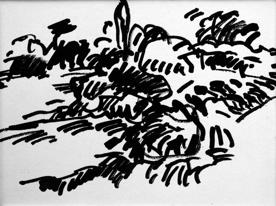 Afbeelding van een landschap met Chinese inkt getekend, Landschap - 1