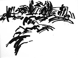 Afbeelding van een landschap met Chinese inkt getekend, Landschap - 14