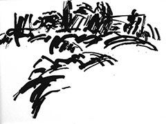 Afbeelding van een landschap met Chinese inkt getekend, Landschap - 14