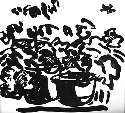 Afbeelding van tafereel in de tuin, met Chinese inkt getekend, In de tuin - 10