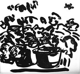 Afbeelding van tafereel in de tuin, met Chinese inkt getekend, In de tuin - 10