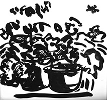 Afbeelding van tafereel in de tuin, met Chinese inkt getekend, In de tuin - 10