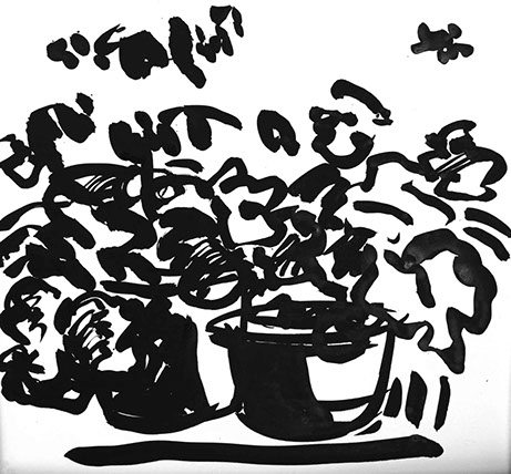 Afbeelding van tafereel in de tuin, met Chinese inkt getekend, In de tuin - 10