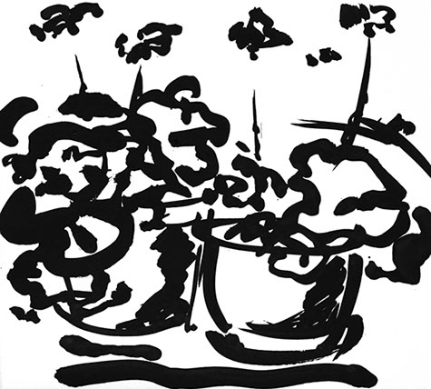 Afbeelding van tafereel in de tuin, met Chinese inkt getekend, In de tuin - 3