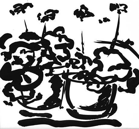 Afbeelding van tafereel in de tuin, met Chinese inkt getekend, In de tuin - 3