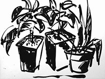 Afbeelding van tafereel in de tuin, met Chinese inkt getekend, In de tuin - 8