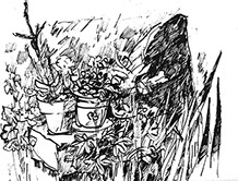 Afbeelding van tafereel in de tuin, met Chinese inkt getekend, In de tuin - 10