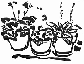 Afbeelding van tafereel in de tuin, met Chinese inkt getekend, In de tuin - 11