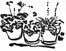 Afbeelding van tafereel in de tuin, met Chinese inkt getekend, In de tuin - 11