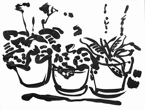 Afbeelding van tafereel in de tuin, met Chinese inkt getekend, In de tuin - 11