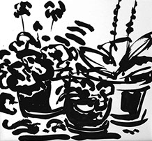 Afbeelding van tafereel in de tuin, met Chinese inkt getekend, In de tuin - 4