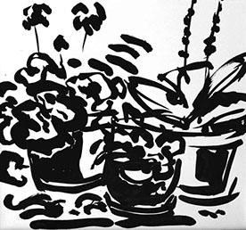 Afbeelding van tafereel in de tuin, met Chinese inkt getekend, In de tuin - 4