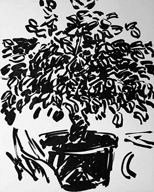 Afbeelding van een citroenboom, met Chinese inkt getekend, De citroenboom - 3