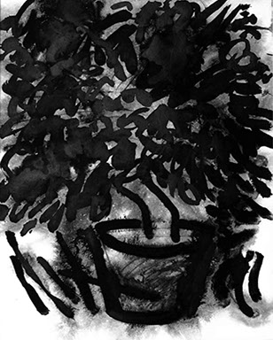 Afbeelding van een citroenboom, met Chinese inkt getekend, De citroenboom - 14