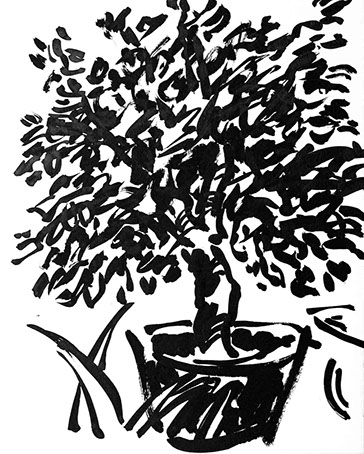 Afbeelding van een citroenboom, met Chinese inkt getekend, De citroenboom - 15