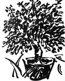 Afbeelding van een citroenboom, met Chinese inkt getekend, De citroenboom - 15